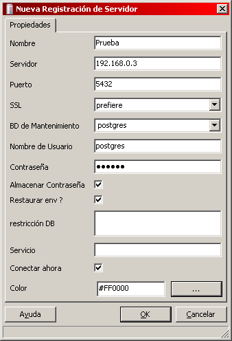 Pantalla de Nuevo Servidor